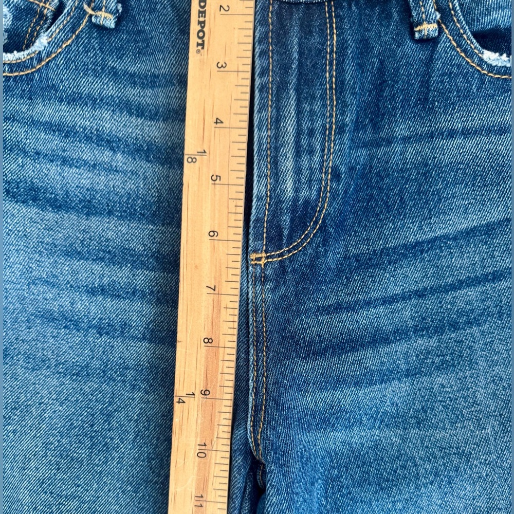 DRIFTWOOD Blue Vintage Wash Flare Jeans with Printed Panel Insets - Picture 8 of 9